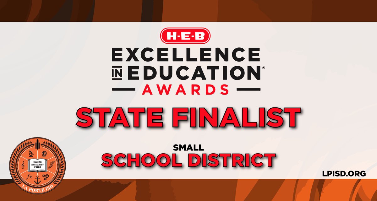 La Porte ISD is one of three state finalists in the 22nd annual @HEB Excellence in Education Awards for small districts! Read more here tinyurl.com/2p9mcb85 #LPLegacy #HEBEducation