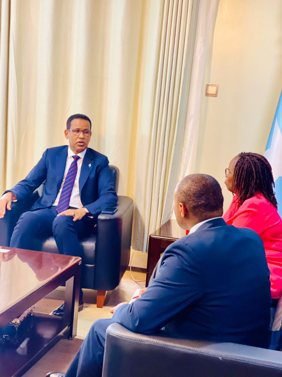 SomaliainKenya's tweet photo. GM of @KenyaAirways, Rose Kiseli, accompanied by other staff members, paid visit to @SomaliainKenya Our discussion focused on Somalia’s growing market &amp; KQ' forthcoming inaugural direct flights from MOG/NBO &amp; services connecting Somalia to various international destinations https://t.co/3pNZGwuCKt
