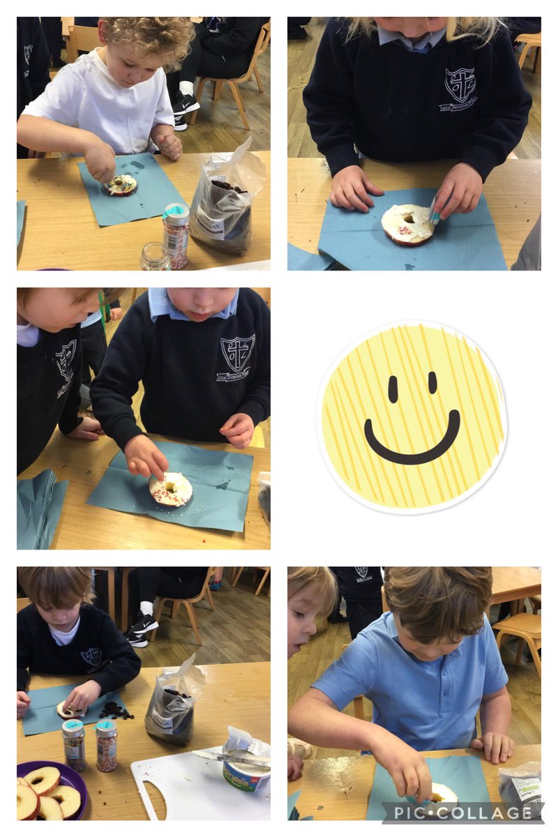 OLOLExtended's tweet photo. Today the Beebies had fun making apple donuts. Yummy apples, cream cheese and a choice of toppings. They went down a treat.🍎🍩 https://t.co/1mt0aGCUqp