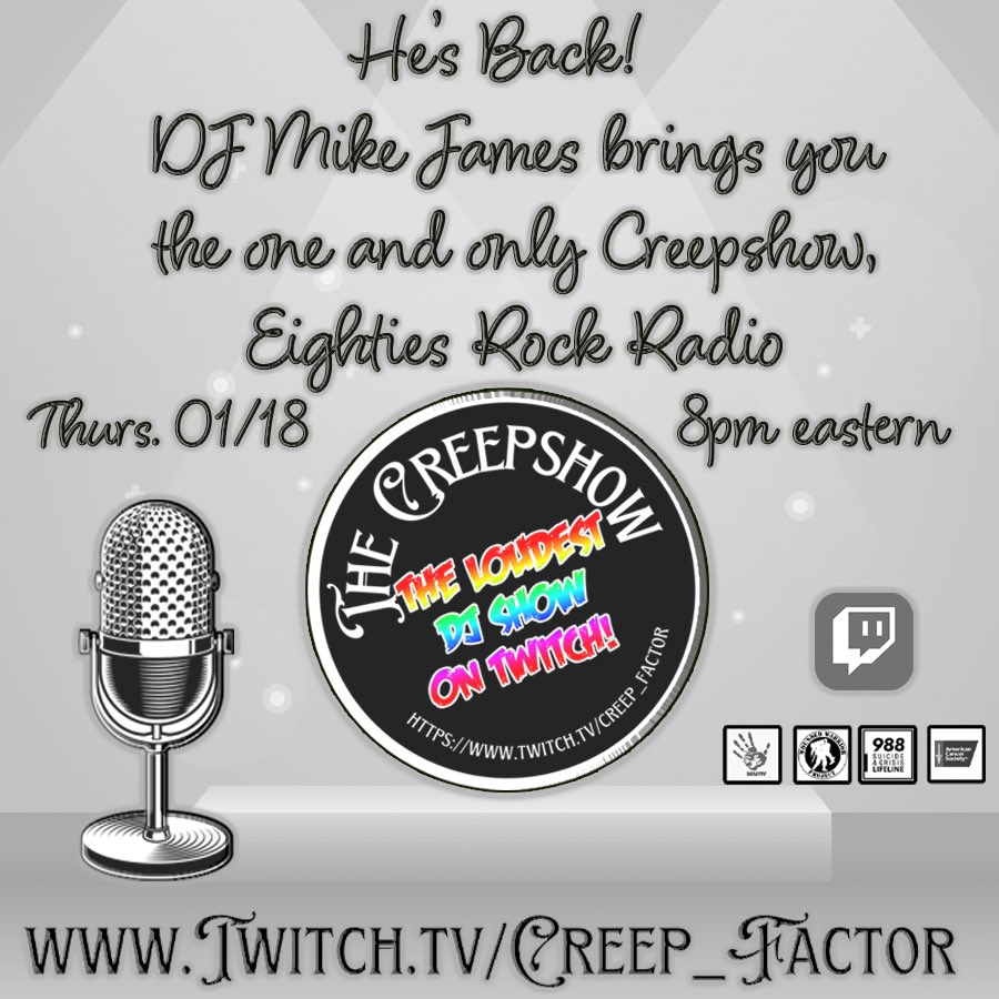creepshowfans's tweet photo. He’s back! Tomorrow (01/18/2024) 8pm, strap on your headphones and get ready to rock! 
https://t.co/oWfmqtiw7d
#twitch #80srock #woundedwarriorproject https://t.co/Y40OKS4xqh