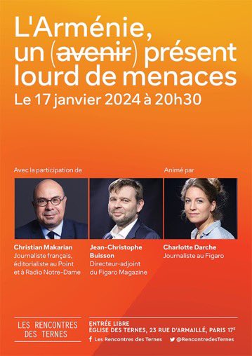 Les #RencontresdesTernes c’est ce soir à 20h30 avec Christian Makarian et <a href="/jchribuisson/">J-Christophe Buisson</a>. <a href="/CharlotteDarche/">Charlotte Darche</a> animera cette rencontre.

Entrée libre. Venez nombreux !