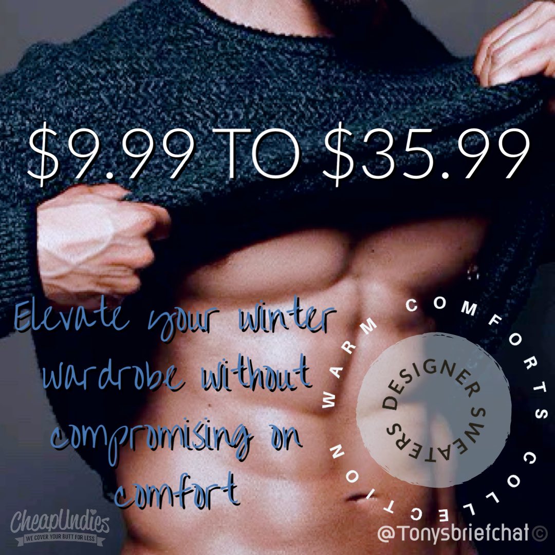 tonysbriefchat's tweet photo. Warm Comforts Collection•$9.99-$35.99
Shopping & Discount Links
🔹https://t.co/5I0NOkxuV5
@Tonysbriefchat @t_formica @cheapundies
#cheapundies #undies #meninunderwear #mensweaters #menssweaters #outerwearsale #mensouterwearsale #gayunderwearfetish #gayunderwear #gaybriefs https://t.co/j5KdqeMn7D