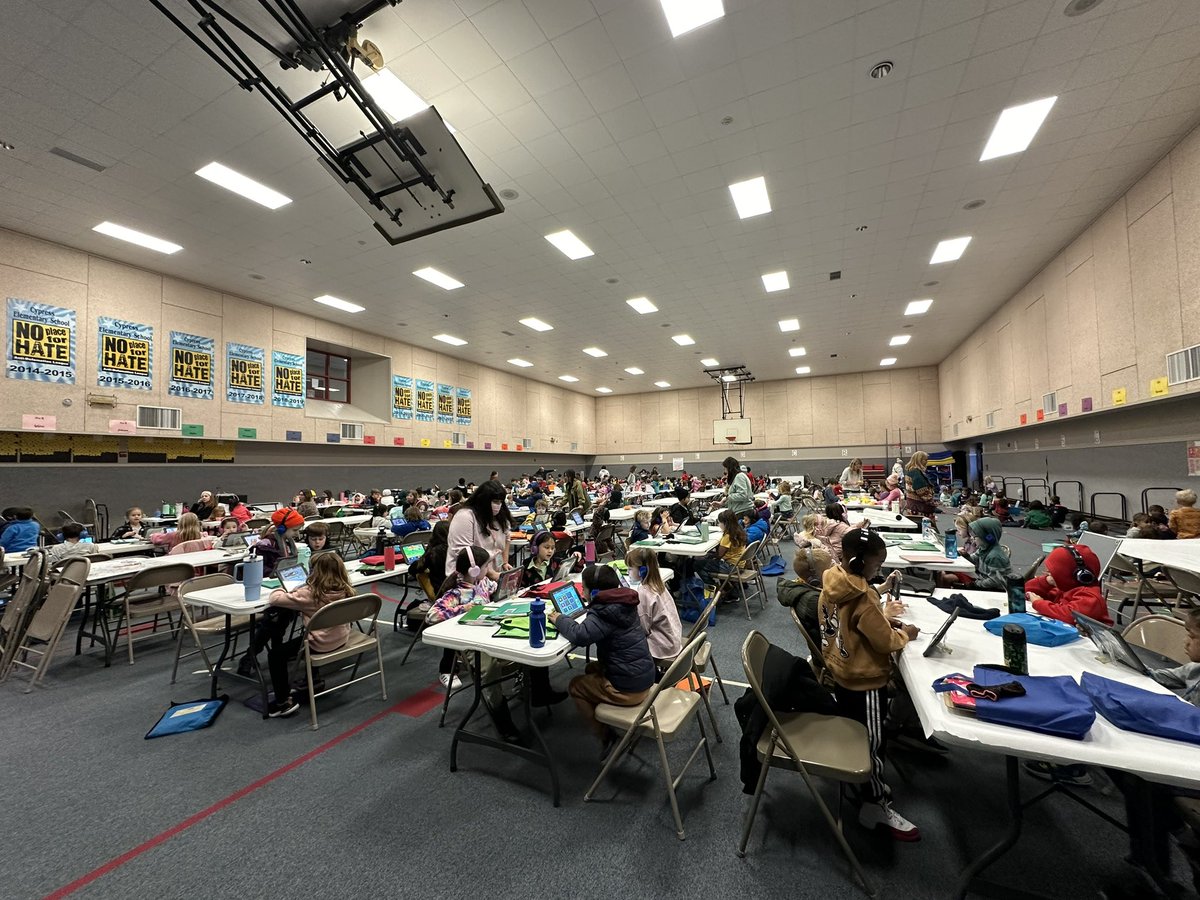 MsCamiCox's tweet photo. What do we do when the heat doesn’t work in our classrooms? Learn in the gym of course! We are gaining an appreciation for one room schoolhouses. #1lisd #theresnoplacelikecypress #BuildingCoreMemories https://t.co/0lCMKimCsz