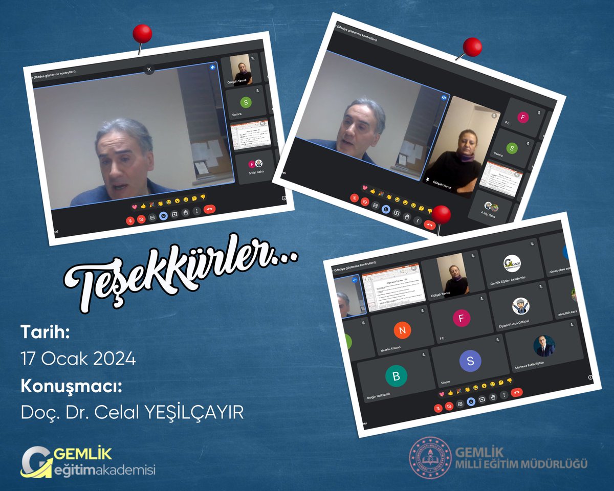 Gümüşhane Üniversitesi <a href="/gumushaneuniv/">Gümüşhane Üniversitesi</a>
Edebiyat Fak. Felsefe Tarihi ABD Öğretim Üyesi Doç. Dr. Celal YEŞİLÇAYIR <a href="/CelalYesilcay/">Celal Yeşilçayır</a> "Öğretmenlere Yönelik İnsan Hakları Eğitimi" başlığıyla bugün <a href="/GemlikMem/">GEMLİK İLÇE MİLLİ EĞİTİM MÜDÜRLÜĞÜ</a> öğretmenlerimizle birlikteydi. Kendilerine ve öğretmenlerimize teşekkür ederiz.