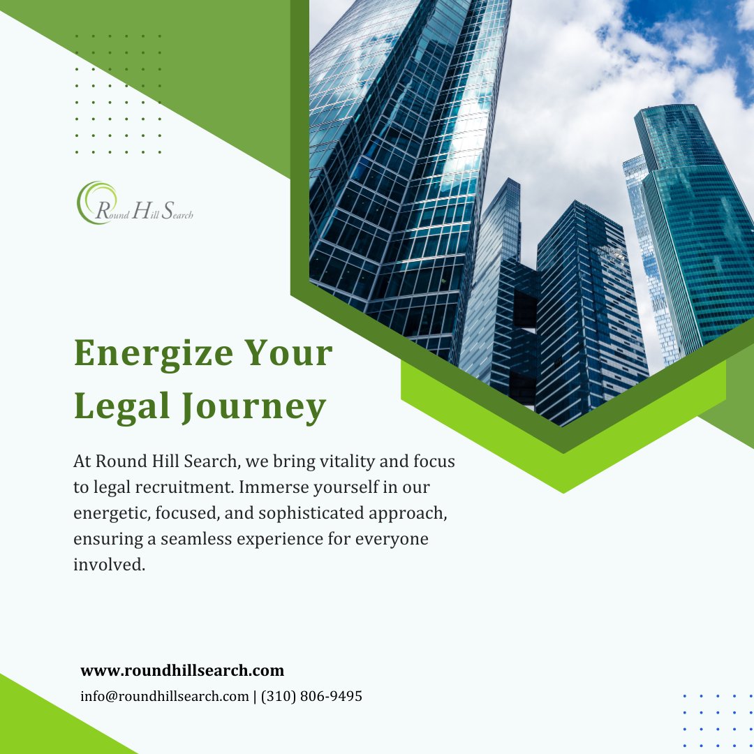 RoundHillSearch's tweet photo. Power up your legal career with Round Hill Search! 🚀 Our dynamic approach guarantees a focused and seamless journey for all. 

#LegalRecruitment #DynamicApproach #SuccessInFocus #EnergeticJourney #SeamlessExperience #RoundHillSearch https://t.co/TrCewVnEkW