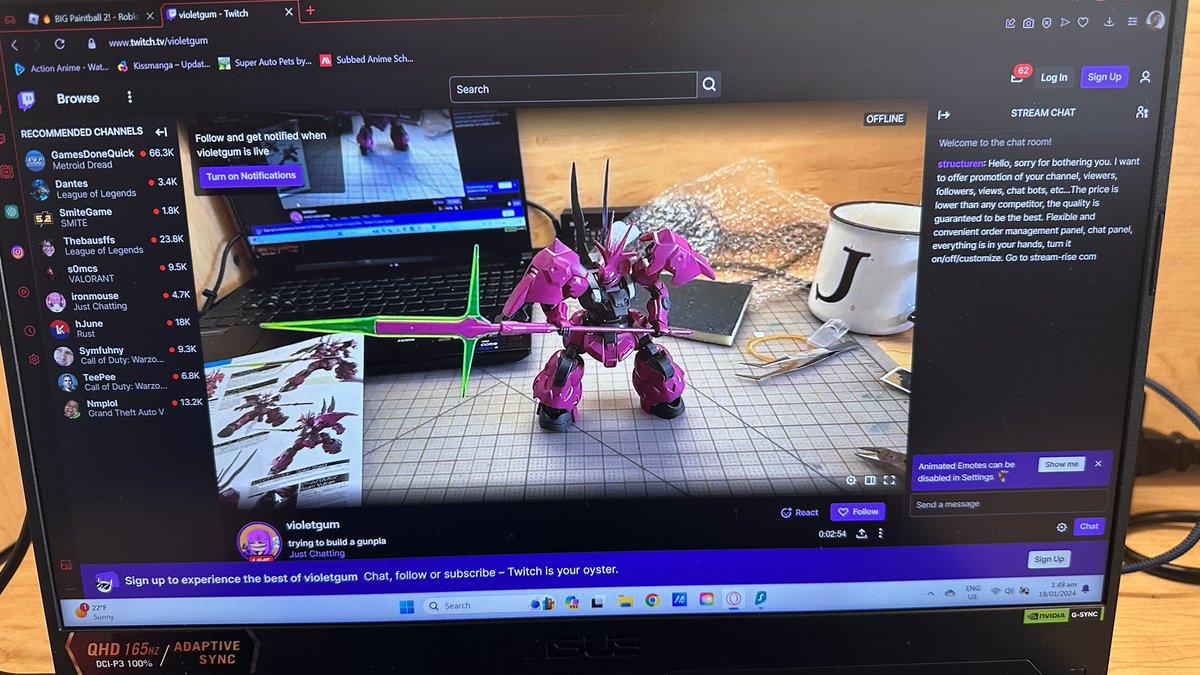 VioletGum2's tweet photo. built a gunpla on stream today.. will be building one more tomorrow!! 

Twitch: https://t.co/h3p6ITDoWa

#gundam #stream https://t.co/1ZQahhjy5o