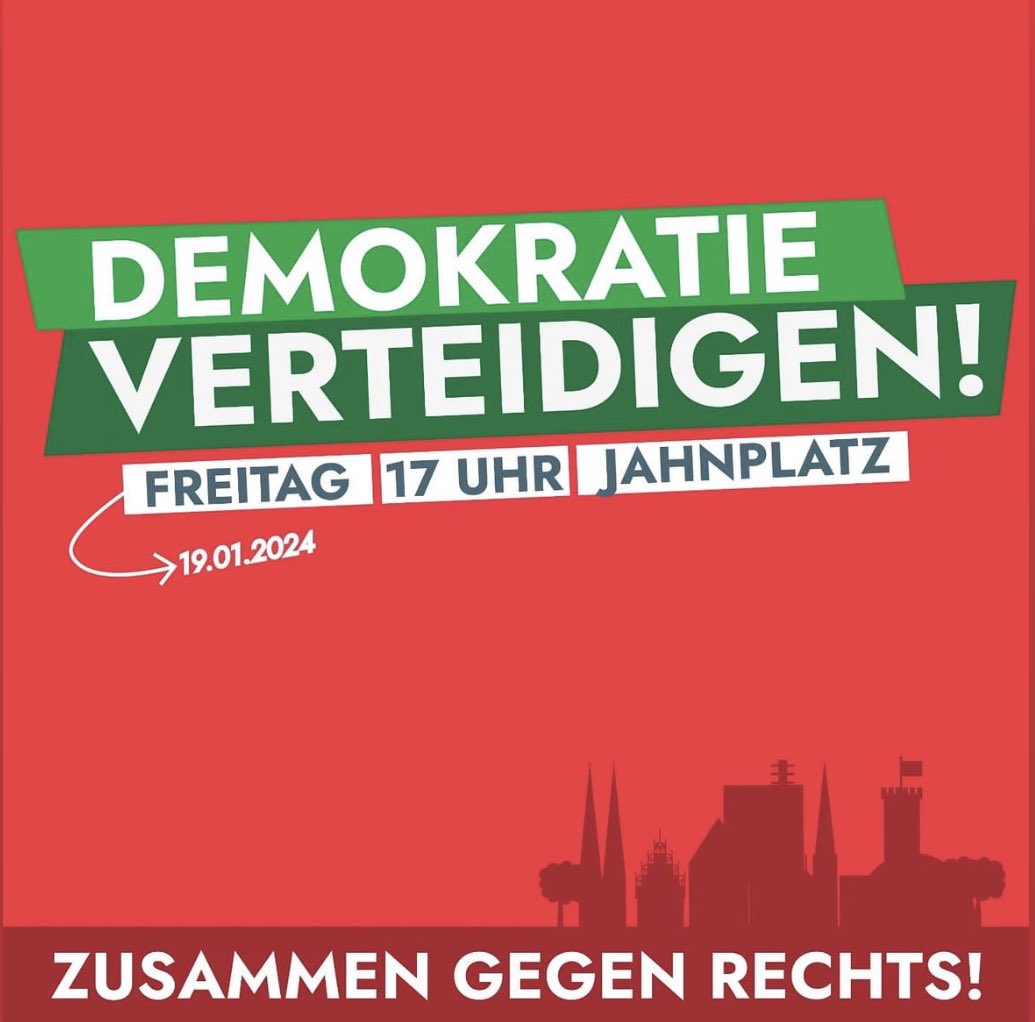 Ein breites Bündnis gegen Rechts ruft am Freitag zur Demonstration in #Bielefeld auf.
Lasst uns in unserer Stadt ein gemeinsames Zeichen gegen menschenfeindliches Handeln setzen! 
#immerdabei