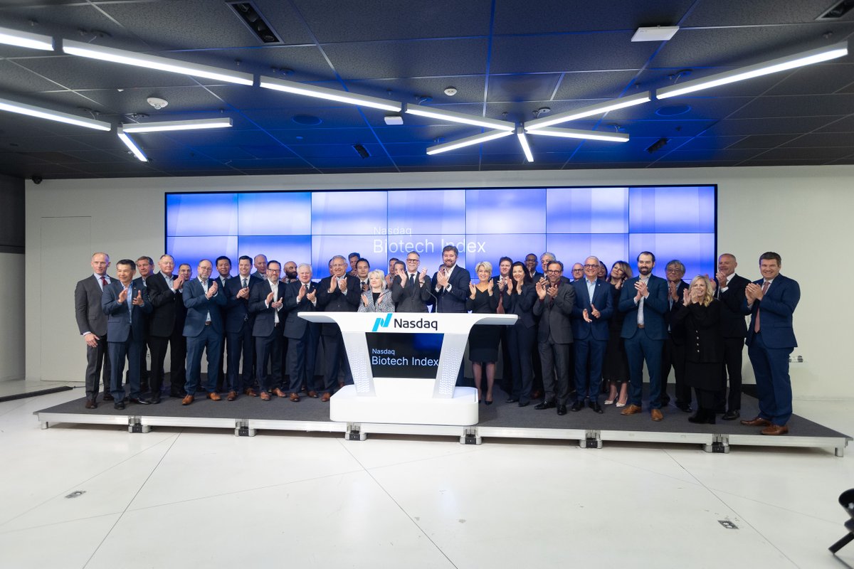 CastleBio's tweet photo. Castle rang in #NationalBiotechnologyMonth last week alongside the many distinguished companies on the @NasdaqExchange Biotechnology Index. DYK? Nasdaq is home to nearly 96% of US-listed #biotech companies. $CSTL CFO Frank Stokes took part in the virtual bell ringing. 🧬🛎️ https://t.co/cibPvaxVCC