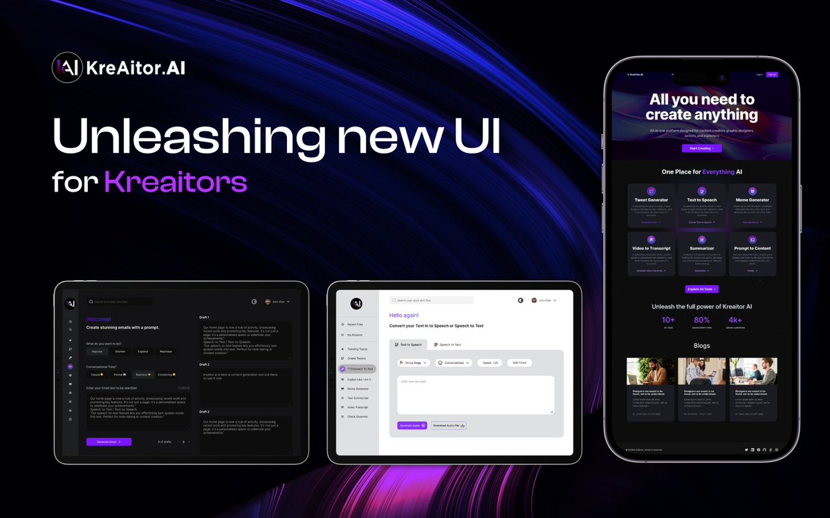 kreaitorAI's tweet photo. Greetings Kreaitors, 

Strap in for a new and exciting users' experience as we are about to unfold a brand new UI. In addition to new features, we are revamping existing features too.

Be on the lookout for this and expect more updates on Kreaitor. As always we will be expecting your valued feedbacks to further fine-tune these innovations.

$KAI #Kreaitor