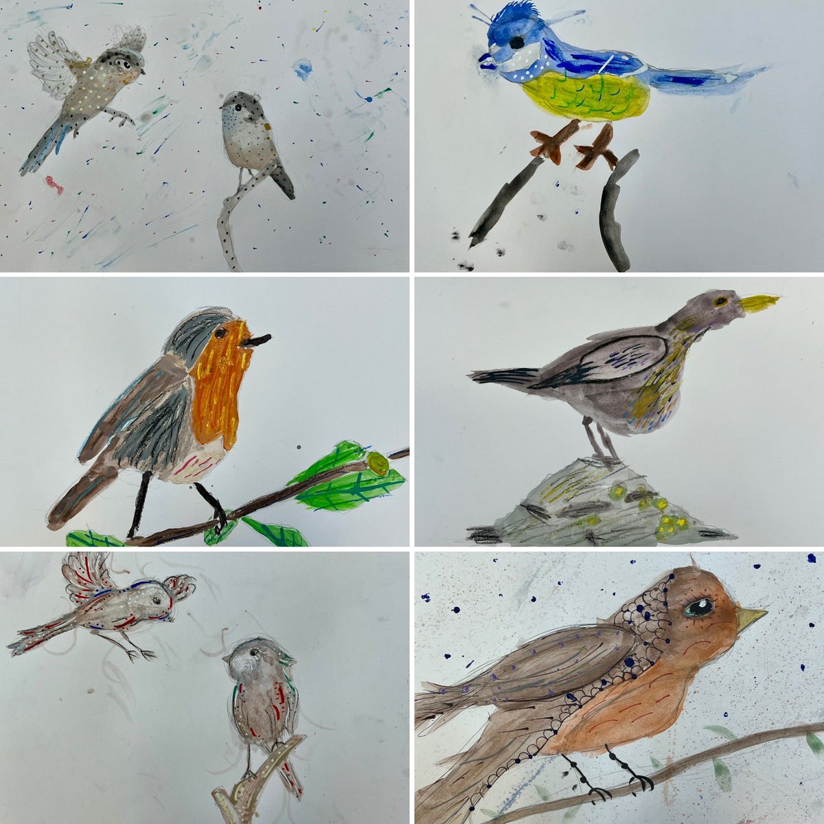 Lisa120381's tweet photo. A wee selection of our painted garden birds we created in P7 @DunbarneyPS We are going to enter them into the #accessallart initiative set up by @skyarts &amp; @jimmoirart for Jim &amp; Nancy’s Painting with Birds. Also it’s @rspb #birdwatchweek next week! https://t.co/FvHRYtGo0p