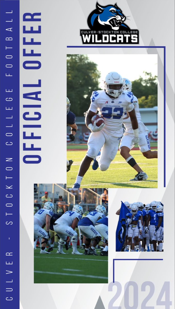 Blessed to receive an offer from <a href="/CSCwildcatsFB/">Culver Football</a> <a href="/CoachCutshaw/">Roy Cutshaw Jr</a> 
<a href="/RecruitGeorgia/">Recruit Georgia</a>