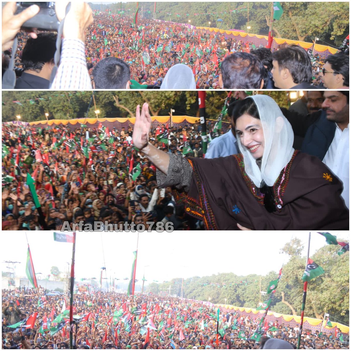 ArfaBhutto786's tweet photo. نا کوئی سرکاری پروٹوکول نا کسی سرکاری چھٹی کا اعلان، پھر بھی دختر بینظیر @AseefaBZ کے استقبال میں عوام کا سمندر امڈ آیا۔ اپنے ایک جلسے میں  بچوں کی تعلیم کا حرج کرنے والے کچھ سیکھیں! https://t.co/9GlVrhVil2