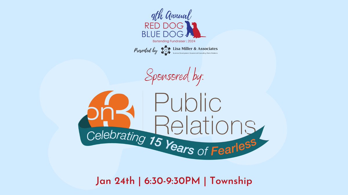 RDBDbenefit's tweet photo. Thank you once again to our friends at @On3_PR, celebrating 15 years of #fearless! Your support helps push our annual event to new heights, and in turn provide more loving families #forthepups in our area! https://t.co/C1fy6LhPUi