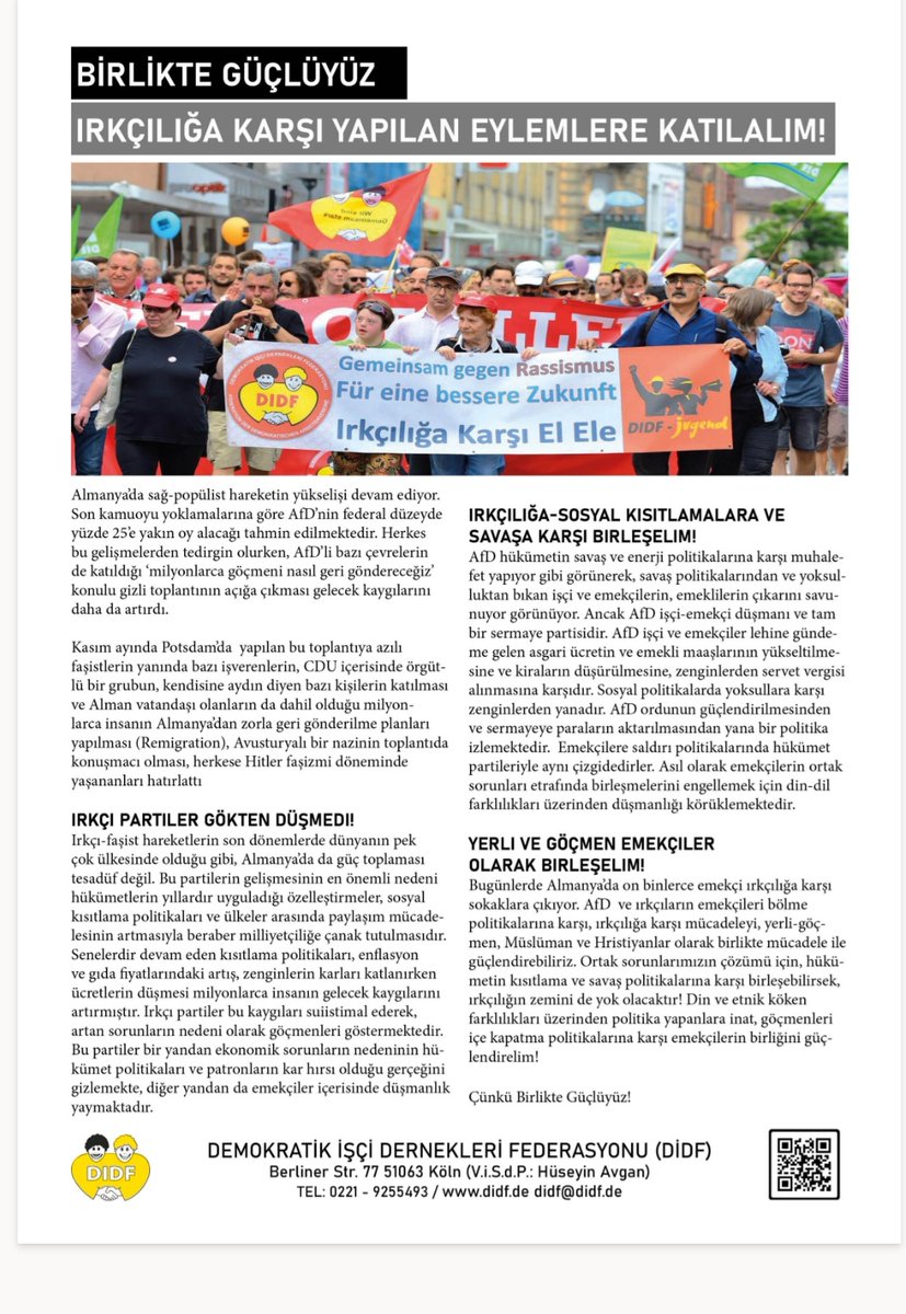 DİDF: IRKÇILIĞA KARŞI EYLEMLERE KATILALIM!