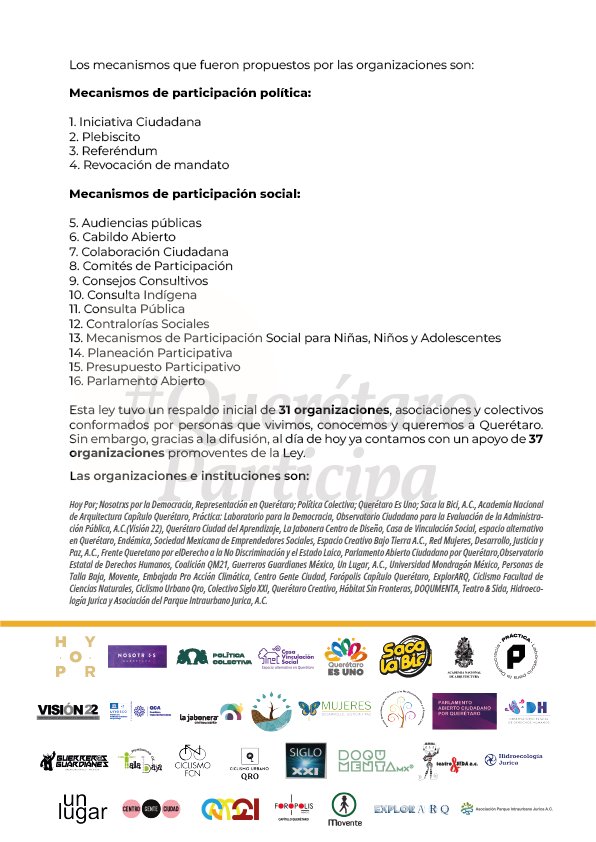 HoyPor_'s tweet photo. #Querétaro se merece una Ley de Participación Ciudadana que sea un ejemplo real de #ParticipaciónCiudadana.

Las personas que habitamos en Querétaro sí queremos que «llegue al siguiente nivel» pero queremos que sea de la mano de todas y de todos nosotros.

#QuerétaroParticipa https://t.co/waqaRfGnfM