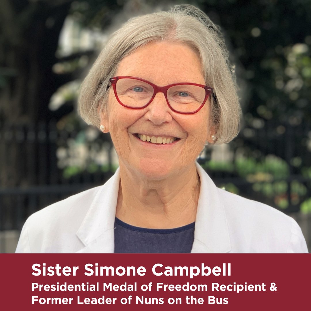 A religious leader and Presidential Medal of Freedom recipient, @sr_simone knows what it means to center her values in her work. She'll explore the intersection of religion and politics with students.