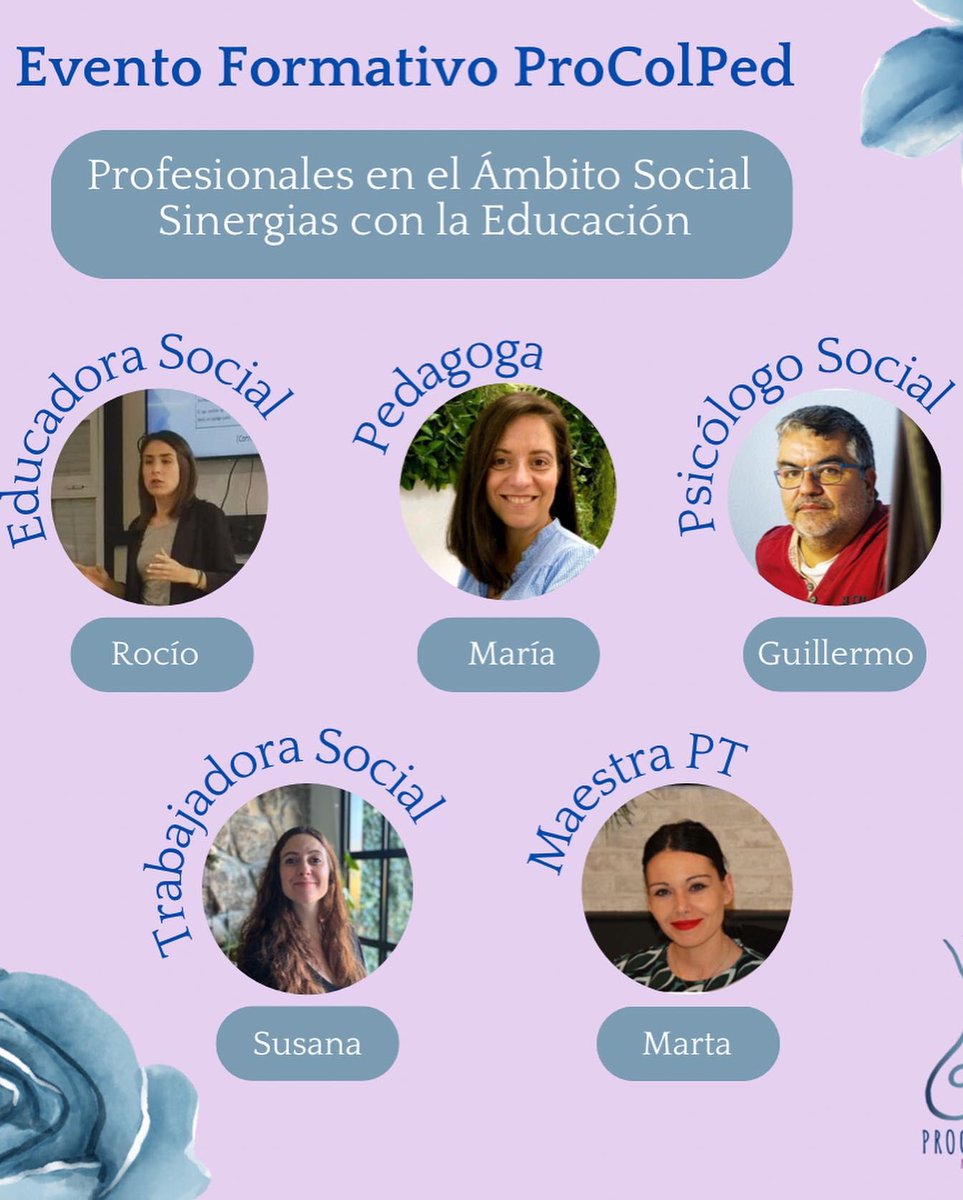 Estos son los profesionales que nos acompañarán para hablar sobre el ámbito social y todas sus posibilidades desde la pedagogía y la psicopedagogía.

¡Apunta la fecha!

🗓️24 Enero
🕖19:30 (hora España)

#pedagogia #psicopedagogía #procolegio #webinar #profesionales #PROCOLPED