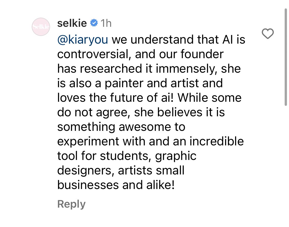 Not Selkie using AI art for their prints
😭