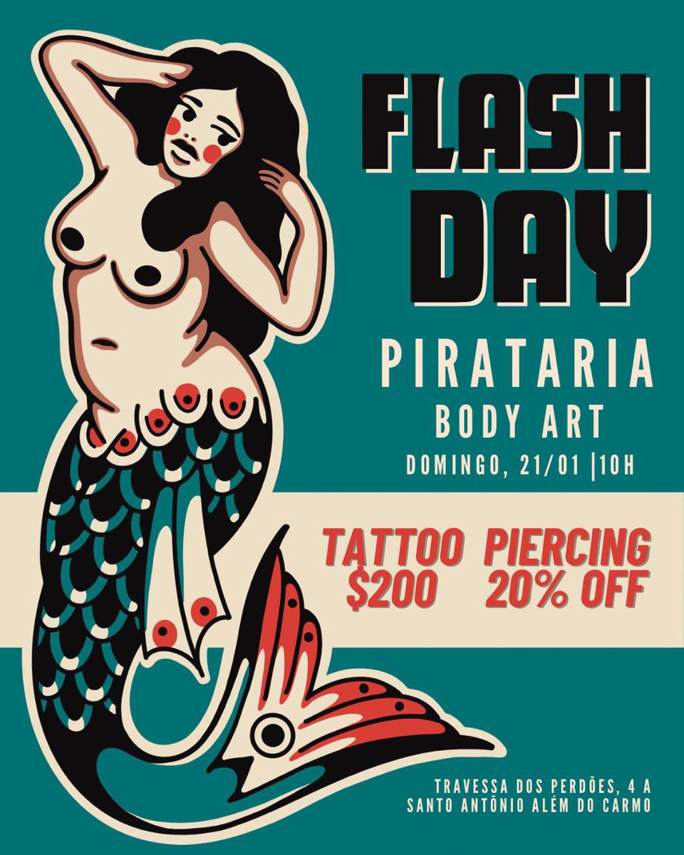 piratariabodyar's tweet photo. Flash Day!
Salve galera, no próximo domingo, dia 21, teremos o nosso Flash Day de verão. Acontecerá no nosso studio aqui no Santo Antônio com a presença dos tatuadores Caca Santo e Matheus Tattoo e do Body Piercer Digão. https://t.co/vzfTvjV4VT