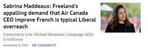 Diane Lebouthillier (@dilebouthillier) on Twitter photo Complètement sidérée de voir les conservateurs de <a href="/PierrePoilievre/">Pierre Poilievre</a> recruter des candidats anti-francophones dans leurs rangs.
Non, madame Maddeaux, parler Français n'est pas « ridicule », mais votre commentaire l'est certainement. Complètement sidérée de voir les conservateurs de <a href="/PierrePoilievre/">Pierre Poilievre</a> recruter des candidats anti-francophones dans leurs rangs.
Non, madame Maddeaux, parler Français n'est pas « ridicule », mais votre commentaire l'est certainement.