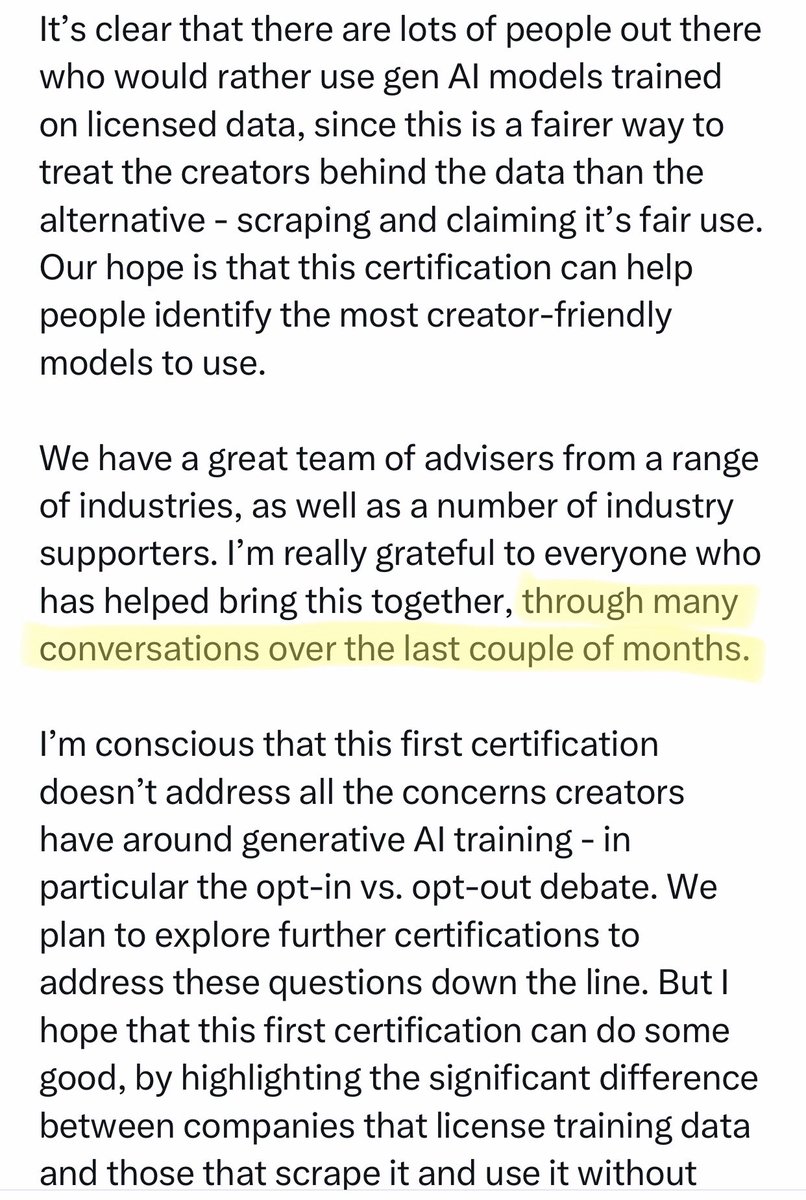 LMAO. I was wondering why this guy left Stability and suddenly started simping for Luddites a couple of months ago.

It was all prep for another “ethical AI” cash grab. Got it. 

But hey, one less leg for the Ludds to stand on. Watch how fast they move the goalposts now 😆.