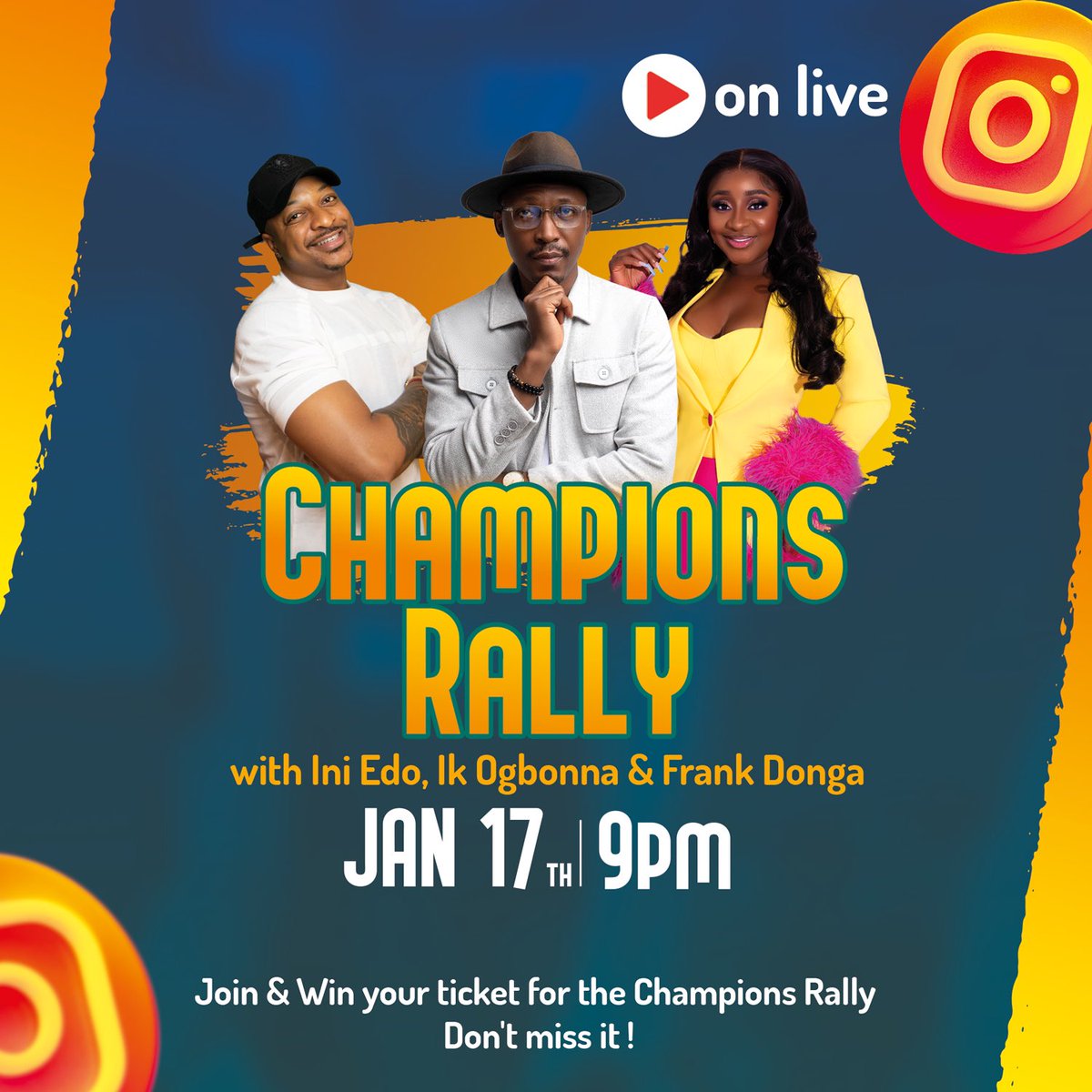 Something is cooking! 

Tune in to our live session at 9 p.m. today with Ini & Ik. We have lots to talk about and there’s a lot for you. Get your tickets for The Champions’ Rally this saturday here: forms.gle/2btcZ7yYMmdFdu…

#ChampionsRally #CR2024 #Niyel