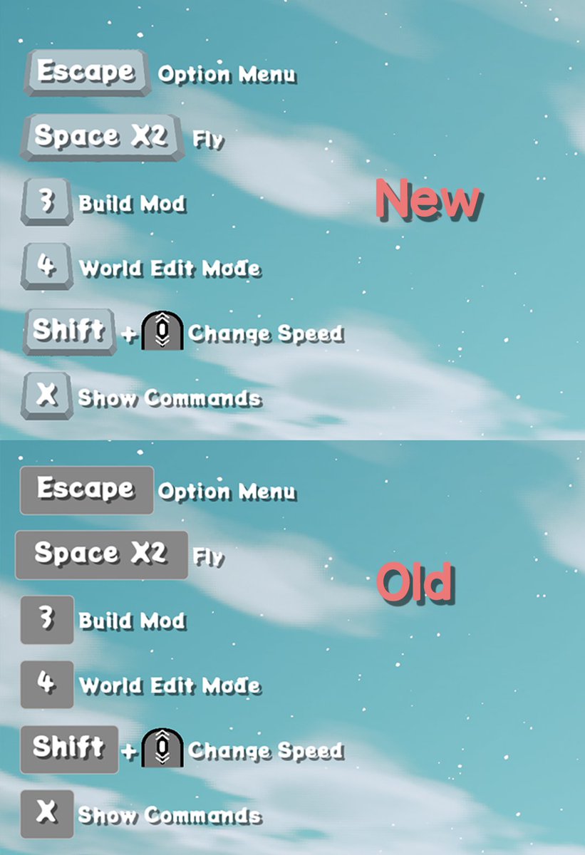 Upeaval's tweet image. Salut 👋 !
Petite update visuelle des indications des touches sur les menus.
Je pense que c&apos;est plus claire et sympa comme ça, qu&apos;en pensez-vous ? 
Des bisous😃!
#ProjectBASE #UnrealEngine5 #IndieGameDev #gamedev #gamedevelopment #indiedev #BuildingSystem