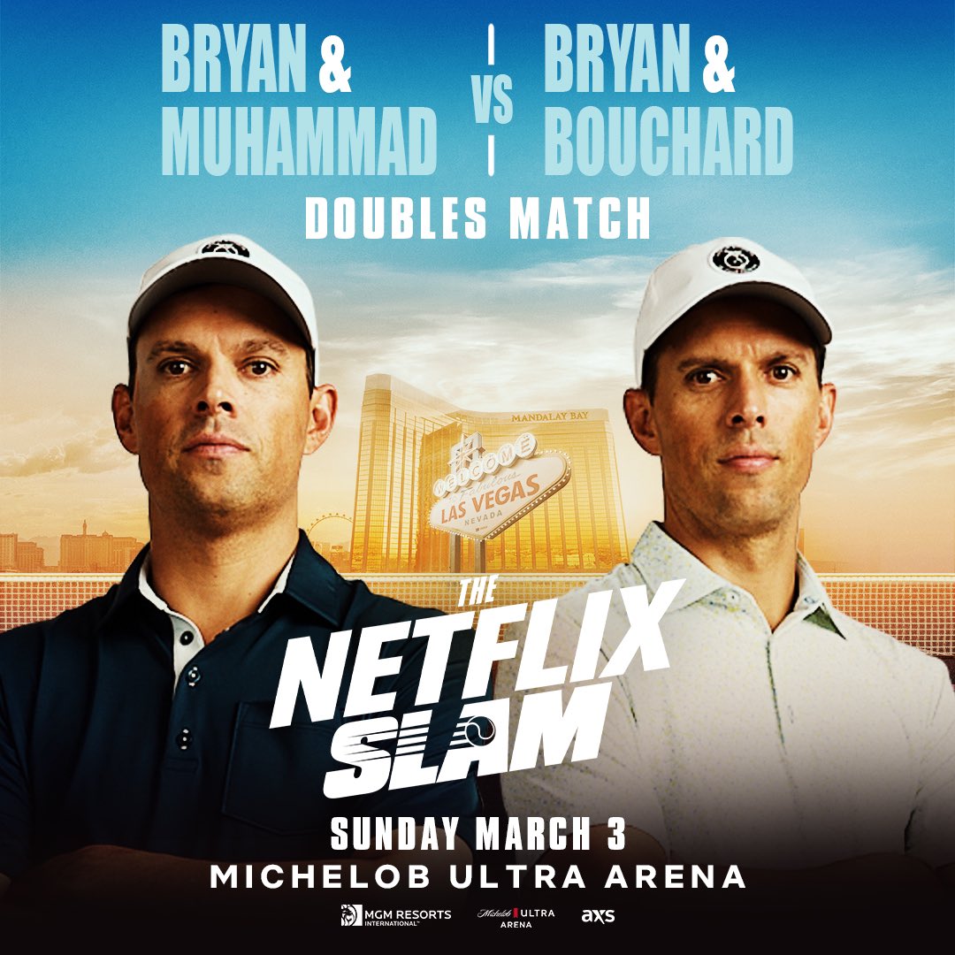 Mike Bryan (@bryanbrothers) on Twitter photo We're coming to Vegas baby! <a href="/geniebouchard/">Genie Bouchard</a> and I are excited to take on Bob and <a href="/asiamuhammad/">Asia Muhammad</a> on March 3rd for #TheNetflixSlam <a href="/MGMRewards/">MGM Rewards</a> We're coming to Vegas baby! <a href="/geniebouchard/">Genie Bouchard</a> and I are excited to take on Bob and <a href="/asiamuhammad/">Asia Muhammad</a> on March 3rd for #TheNetflixSlam <a href="/MGMRewards/">MGM Rewards</a>