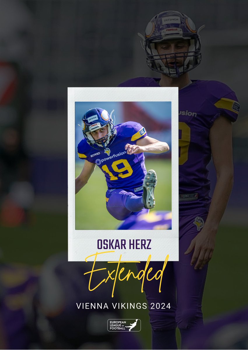 #Extended 💜😤 Kick it like Oskar! Kicker Oskar Herz extends with us for the 2024 @ELF_Official season. #PurpleReign #ViennaVikings #VIKsigning 📸 @HJirgal