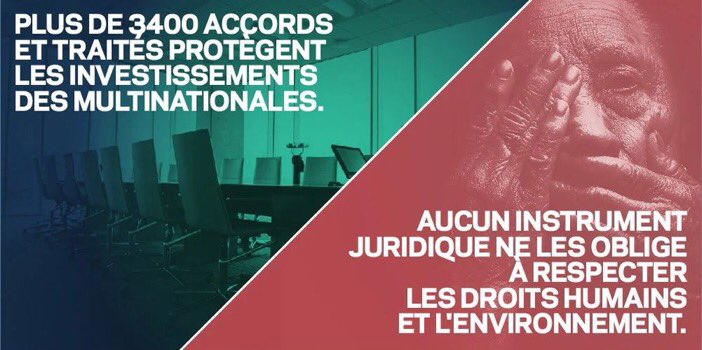 [LE SAVIEZ-VOUS ?]

Il existe

➡️ 3400 traités internationaux qui protègent les multinationales (traité de libéralisation des investissements)

➡️ ZÉRO Traité international ne les oblige à respecter les droits humains et l'environnement

#Stopimpunite #StopISDS #Davos2024