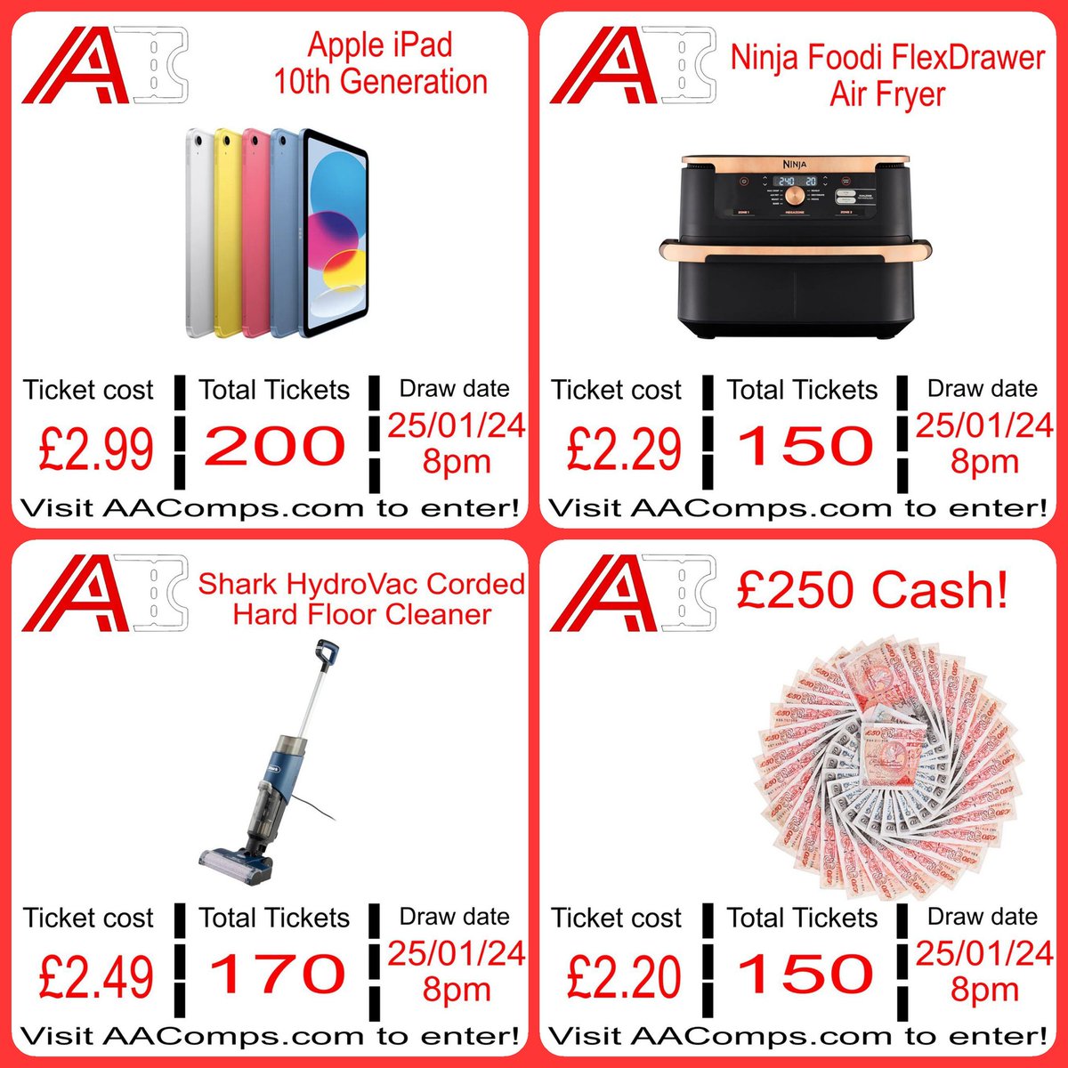 AA_Comps's tweet photo. We've got some Amazing Prizes up for grabs this week and Next Week, come and take a look! 👀 

Fitbit Versa 4, GHD Ultimate Styling Bundle, iPad 10th Gen, Sony Headphones, Cash Prizes and More!! 🔥 

Visit https://t.co/L2FzXyz11n now to get your tickets! 🍀 https://t.co/My4ruR1XlU