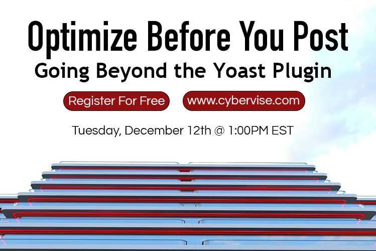 cybervise's tweet photo. On-Page Optimization is more than getting the green light on your SEO plugin. Let’s learn how to post our pages the right away so we don’t have to pay someone to go back and fix them later. Learn more in our latest #webinar.
https://t.co/vVoBrXivGJ https://t.co/eqfz0kOdWQ