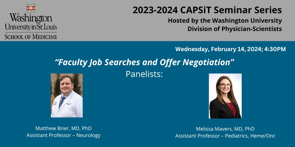 WashUDPS's tweet photo. Our next #CAPSiT Seminar features #WUPhysicianScientists Drs. Matthew Brier and Melissa Mavers! Great topic! You won't want to miss this! Zoom link here: https://t.co/Hivj1xXTuC
@MatthewBrier @MMaversMDPhD @WUSTLPeds @WashUNeurology https://t.co/k3zyUNXTUY