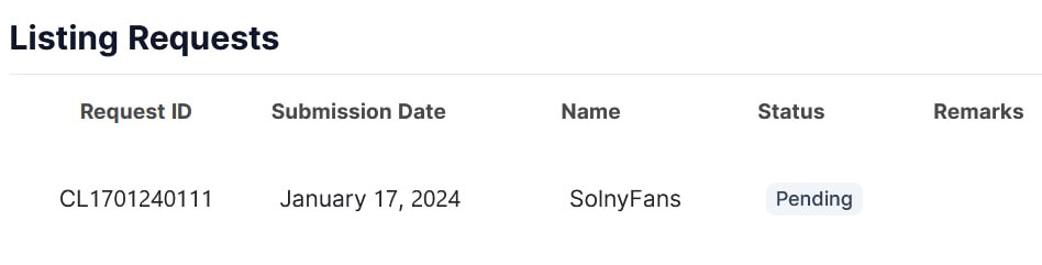 Hey <a href="/coingecko/">CoinGecko</a> 👋. 
A huge community is waiting for #SolnyFans to get listed on your platform. 😍

Kindly look into our request. 
Official telegram: t.me/SolnyFans
Email: contact@solnyfans.space

#Solana #Listings