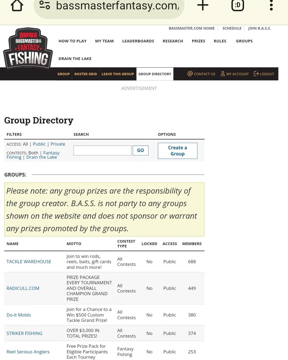AnglersReel's tweet photo. Our Reel Serious Anglers B.A.S.S Fantasy Fishing League Group is gaining traction.  Create your account today on https://t.co/ovJcjY7AH7 or log into your account if you're a former participant.  It's free to join. 

#bassfishing #reelseriousanglers 
#fantasyfishing #eliteseries https://t.co/9jPT9I0YP5