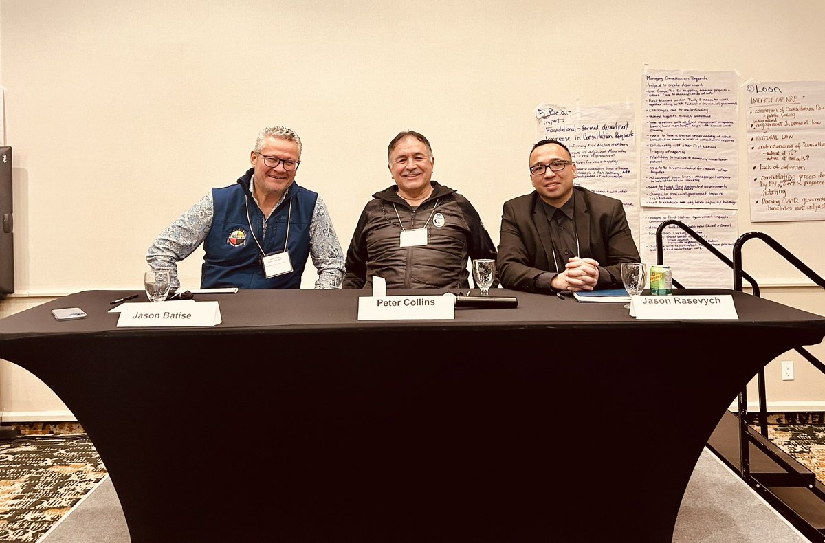 Honoured to kick off the year on a panel with trailblazers Jason Batise & Peter Collins of Chi Mino Ozhitoowin. More than 60 consultation worker across treaty areas gathered at the Ministry of Indigenous Affairs' Northern Forum on the New Relationship Fund. #reconcilation