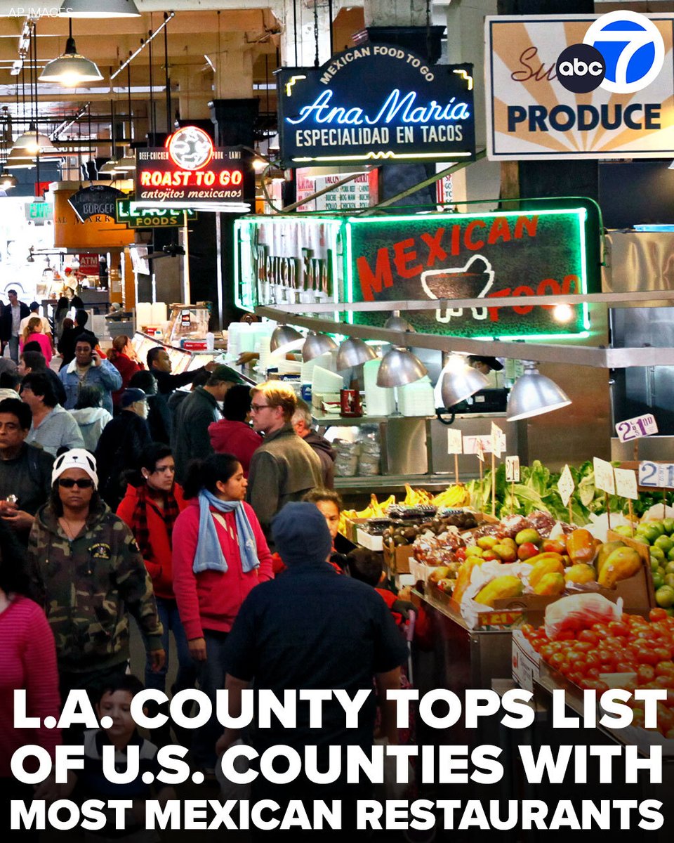 There's no doubt that Mexican culture has influenced hundreds of American restaurants, especially in California. Los Angeles County alone is home to 30% of California's Mexican restaurants with more than 5,000 places to eat! 🇲🇽🥘🌮 abc7.la/3Sn7CwX

Let us know your