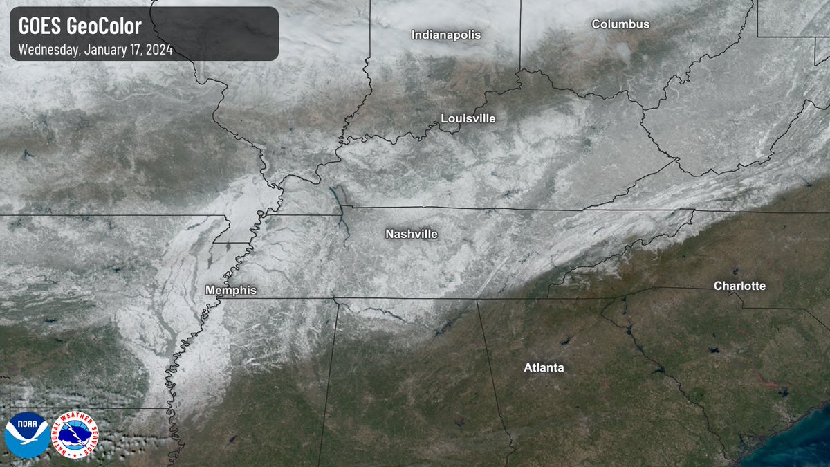 NWSNashville's tweet photo. A look at snowy Tennessee from above! #TNwx https://t.co/8ELHZQhS1s