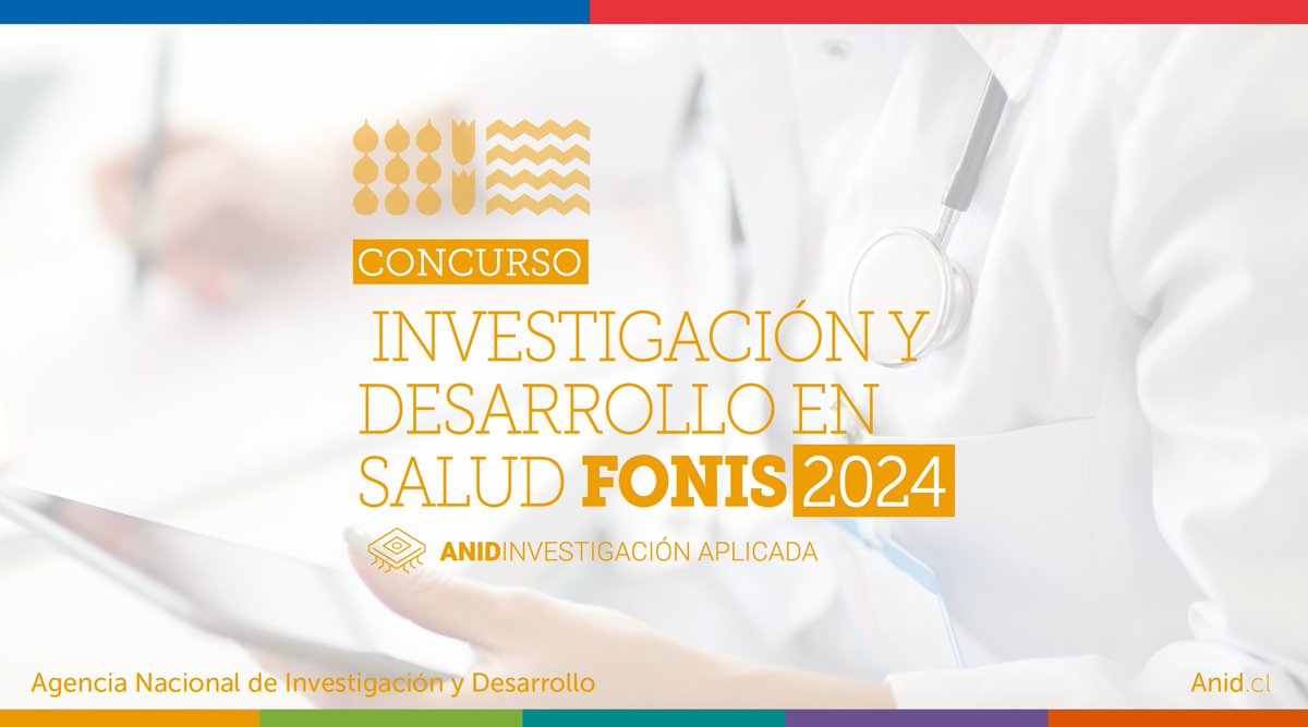 ANID_Chile's tweet photo. ¡Ya abrimos el Concurso de Investigación y Desarrollo en Salud #FONIS 2024! Junto al @ministeriosalud, te invitamos a postular tu proyecto de investigación científica y tecnológica aplicada y contribuir a la resolución de problemas, en línea con objetivos sanitarios vigentes. https://t.co/gnR38YVAu5