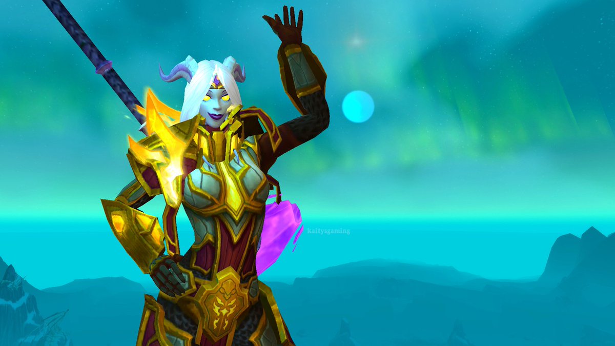 kaitysgaming's tweet photo. Meet Faeynia, she is a light-forged draenei ret pally. She’s a strong woman but don’t be fooled. She looks tough but she has trouble believing in herself. It’s a constant battle for her. 💛

#gaming #gamergirl #gamer  #worldofwarcraft #lightforgeddraenei #paladin #alliance https://t.co/xY3AKNiOdh