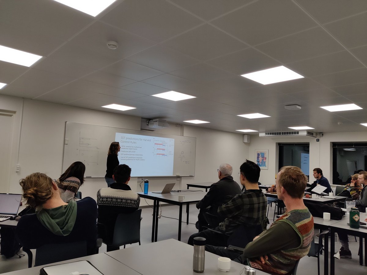 Ocean Life Centre (@oceanlifecentre) on Twitter photo Our retreat started today in the snowy and beautiful Limfjorden! ❄️🌊 We started with a really interesting talk by our invited speaker Colleen Petrik from <a href="/Scripps_Ocean/">Scripps Institution of Oceanography</a> about how safe is to predict oceanographic parameters and fish distributions into the future! 🐟🔜 Our retreat started today in the snowy and beautiful Limfjorden! ❄️🌊 We started with a really interesting talk by our invited speaker Colleen Petrik from <a href="/Scripps_Ocean/">Scripps Institution of Oceanography</a> about how safe is to predict oceanographic parameters and fish distributions into the future! 🐟🔜