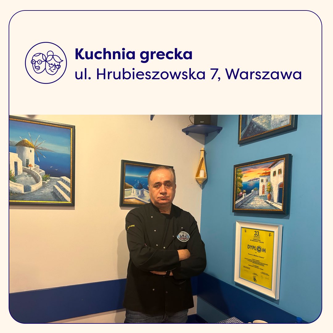 dziadkowiebiz's tweet photo. UWAGA!!! #Warszawa
Pan Chrysostomos pochodzi z Cypru, ale od prawie 20 lat prowadzi restaurację z kuchnią grecką na warszawskiej Woli. Oprócz przyrządzania lokalnych potraw pasjonuje się turystyką - oprowadza po Warszawie i Krakowie turystów przyjeżdżających do Polski z Grecji. https://t.co/fDSWmEm4ma