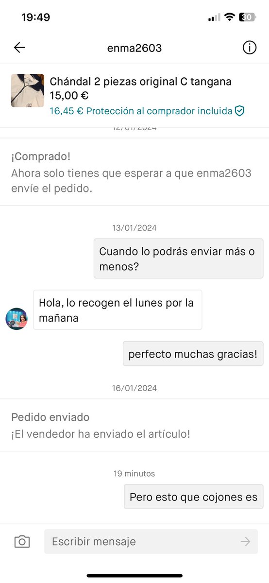 Me he pedido un chándal por Vinted y cuando abro el paquete veo q me ha llegado una bandolera del paleolítico