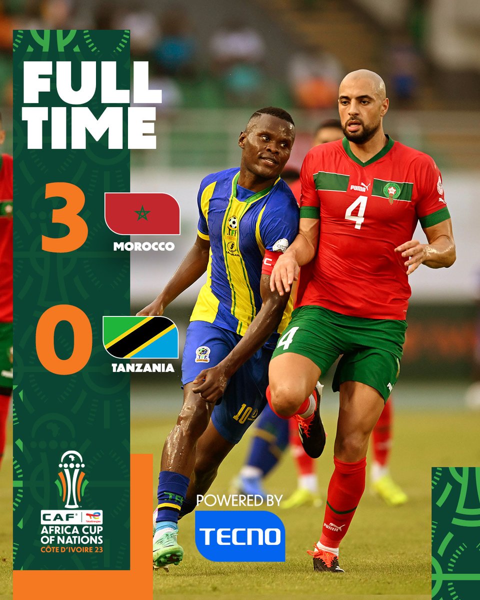 ⌚ FULL-TIME!

3 goals and a great all round performance as the Atlas Lions secure their first 3 points. 🦁🇲🇦

#MARTAN | #TotalEnergiesAFCON2023