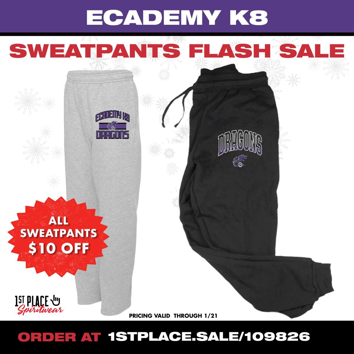 ecademyk8's tweet photo. 🛍️ Dive into comfort and style! Our school spirit store is NOW OPEN, and guess what? 🌟 Enjoy a $10 OFF on sweatpants starting TODAY! 🩳🔥 Hurry, grab yours and showcase that eCADEMYK8 pride in cozy fashion! 🚀👖 #SchoolSpirit #SweatpantsSale 🎉 https://t.co/zbR7GdI0jP https://t.co/Ph1Gmd15WN