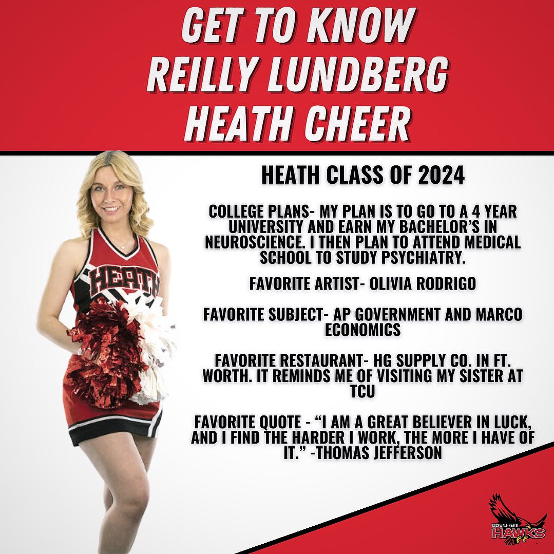 Let’s get to know Reilly Lundberg of Heath Cheer 📣 
#SouthSideTough | <a href="/heathcheer/">Heath Cheer</a>