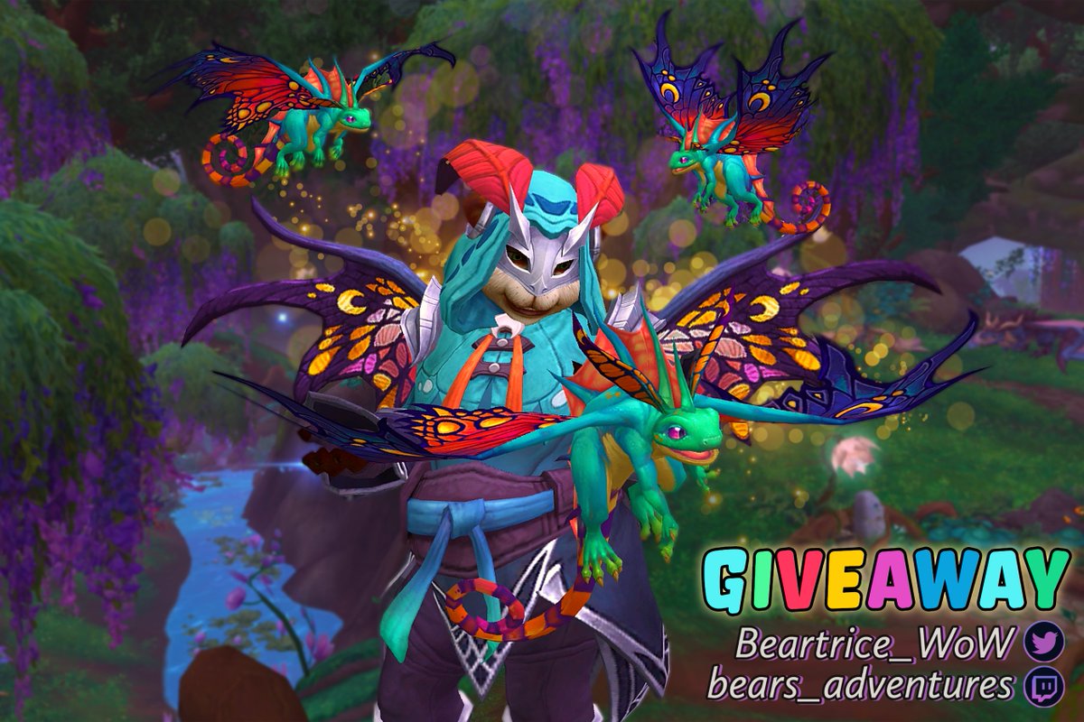 Beartrice_WoW's tweet photo. ✨ Seeds of Renewal is now live ✨ 
To celebrate I'm giving away 2 Sprite Darter’s Wings sets!

To enter:
🌱 Follow me
❤️ Like &amp; Repost
🍄 Tell me your fave thing about the new patch

EU only - Giveaway ends 21st Jan! Extra entry on Fri &amp; Sun stream! 

#WoW_Partner #Dragonflight https://t.co/jsfBDCF1dv