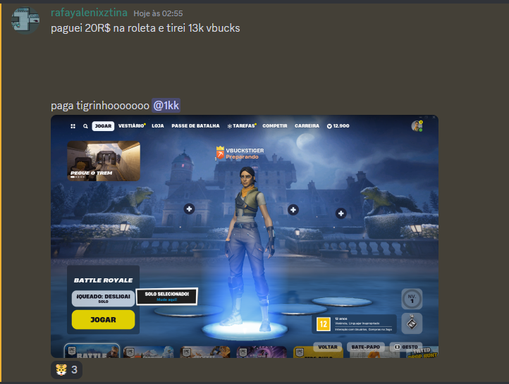 TigerVbucks's tweet photo. Um de nossos clientes pagou APENAS 20R$ e ganhou 13K VBUCKS NA ROLETA @rafasttt https://t.co/gxbar3A9ke
