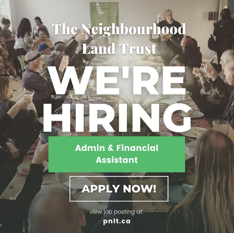 We're hiring! We're seeking an organized and detail-oriented Administrative and financial Assistant to support the back-end operations of the organization.  Check out the job posting at pnlt.ca