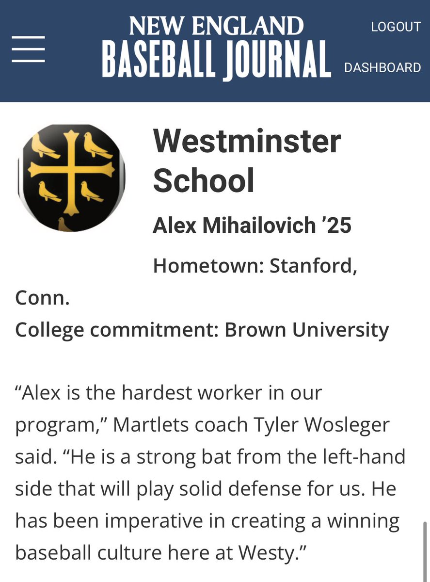 Westminster Baseball (@westybsb) on Twitter photo Thanks to <a href="/NE_Baseball/">NE Baseball Journal</a> for featuring Alex ‘25, as a second baseman to watch this spring!
<a href="/BaseballUCT/">Baseball U CT</a> #Ctbase Thanks to <a href="/NE_Baseball/">NE Baseball Journal</a> for featuring Alex ‘25, as a second baseman to watch this spring!
<a href="/BaseballUCT/">Baseball U CT</a> #Ctbase